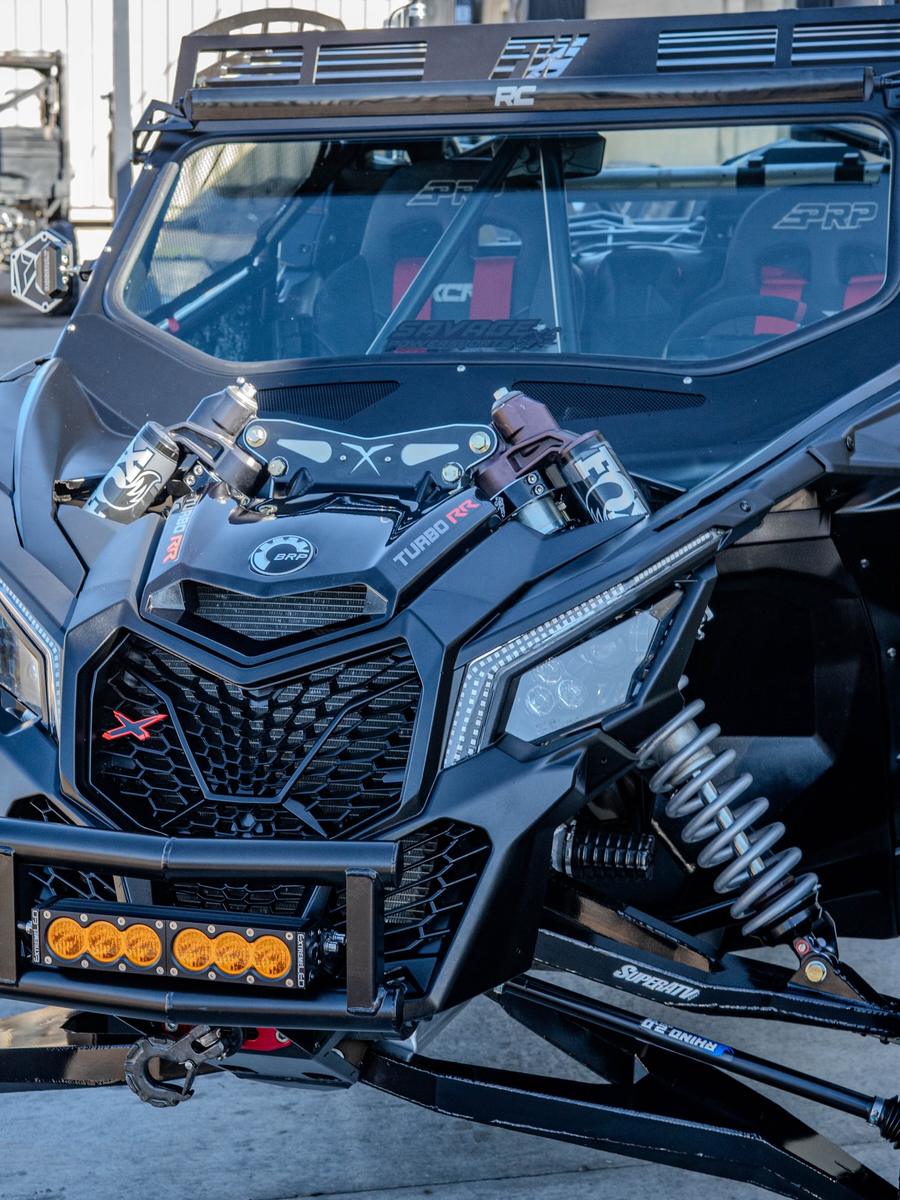 Aftermarket lighting and suspension fitted at Savage Powersports